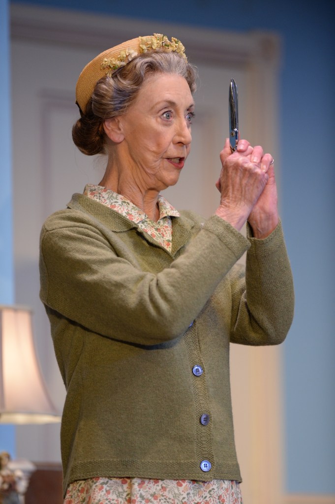 A Murder is Announced Australia, Judi Farr as Miss Marple with scissors