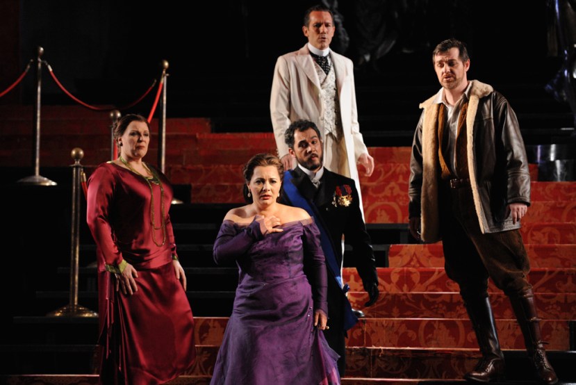 Opera Australia_Otello_2014_Jacqueline Dark, Lianna Haroutounian, Pelham Andrews, David Corcoran, James Egglestone