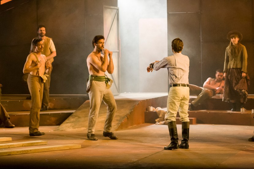 Ned Kelly Musical, shirtless men boxing
