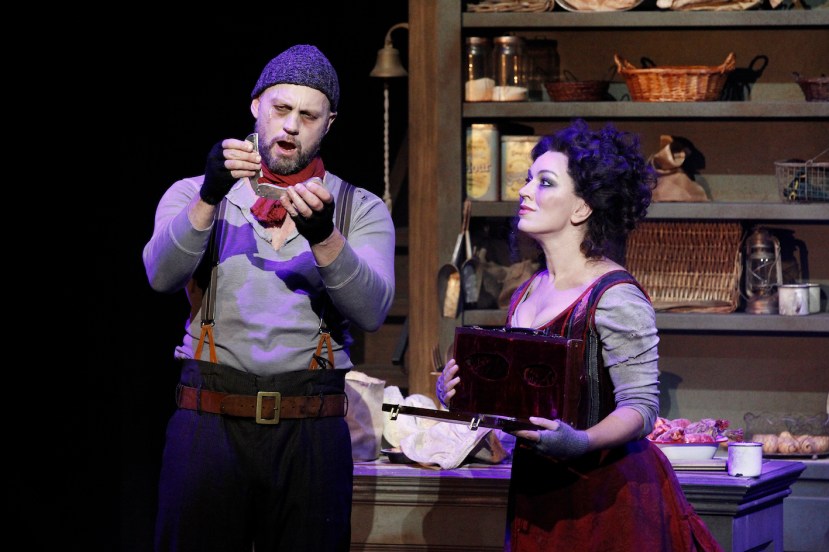 Sweeney Todd 2015 Victorian Opera, Teddy Tahu Rhodes as Sweeney, Antoinette Halloran as Mrs Lovett