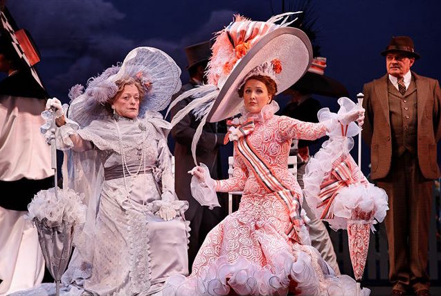 Mrs Higgins (Nancye Hayes) Eliza Doolittle (Taryn Fiebig) & Henry Higgins (Reg Livermore) at Ascot in Opera Australia's My Fair Lady 2008