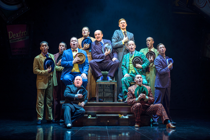 Guys and Dolls 2016 London, David Haig as Nathan Detroit and male company
